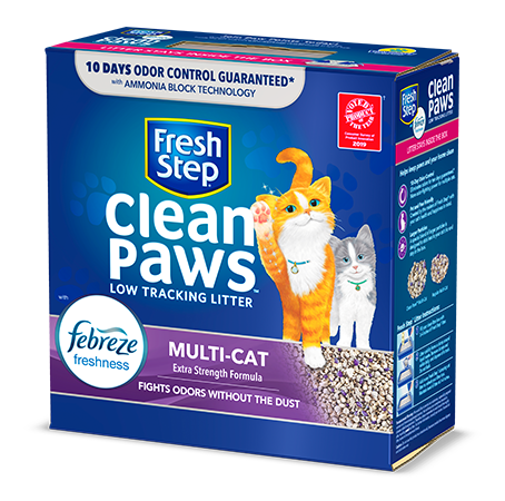 Fresh Step Clean Paws Multi-Cat Scented Clumping Cat Litter with the Power  of Febreze, 22.5 Pounds